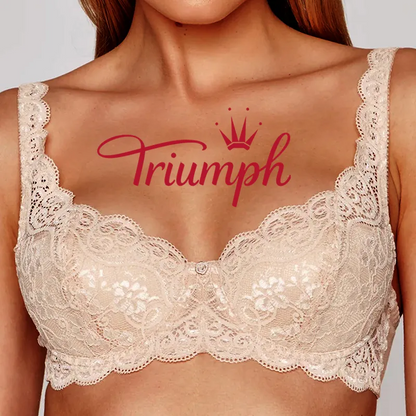 Triumph®👑💝Άνετο σουτιέν από δαντέλα με κέντημα λουλουδιών σε μεγάλα μεγέθη [75A-120F]