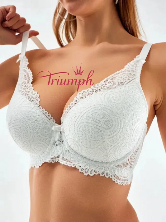 „Triumph®“ 5 vnt.💖50 % nuolaida✨Nėriniuota liemenėlė dideliems dydžiams, gili V formos [65A-120H]