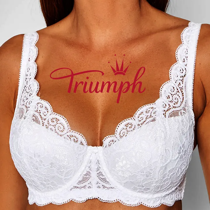 Triumph®👑💝Άνετο σουτιέν από δαντέλα με κέντημα λουλουδιών σε μεγάλα μεγέθη [75A-120F]