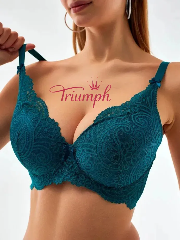 „Triumph®“ 5 vnt.💖50 % nuolaida✨Nėriniuota liemenėlė dideliems dydžiams, gili V formos [65A-120H]