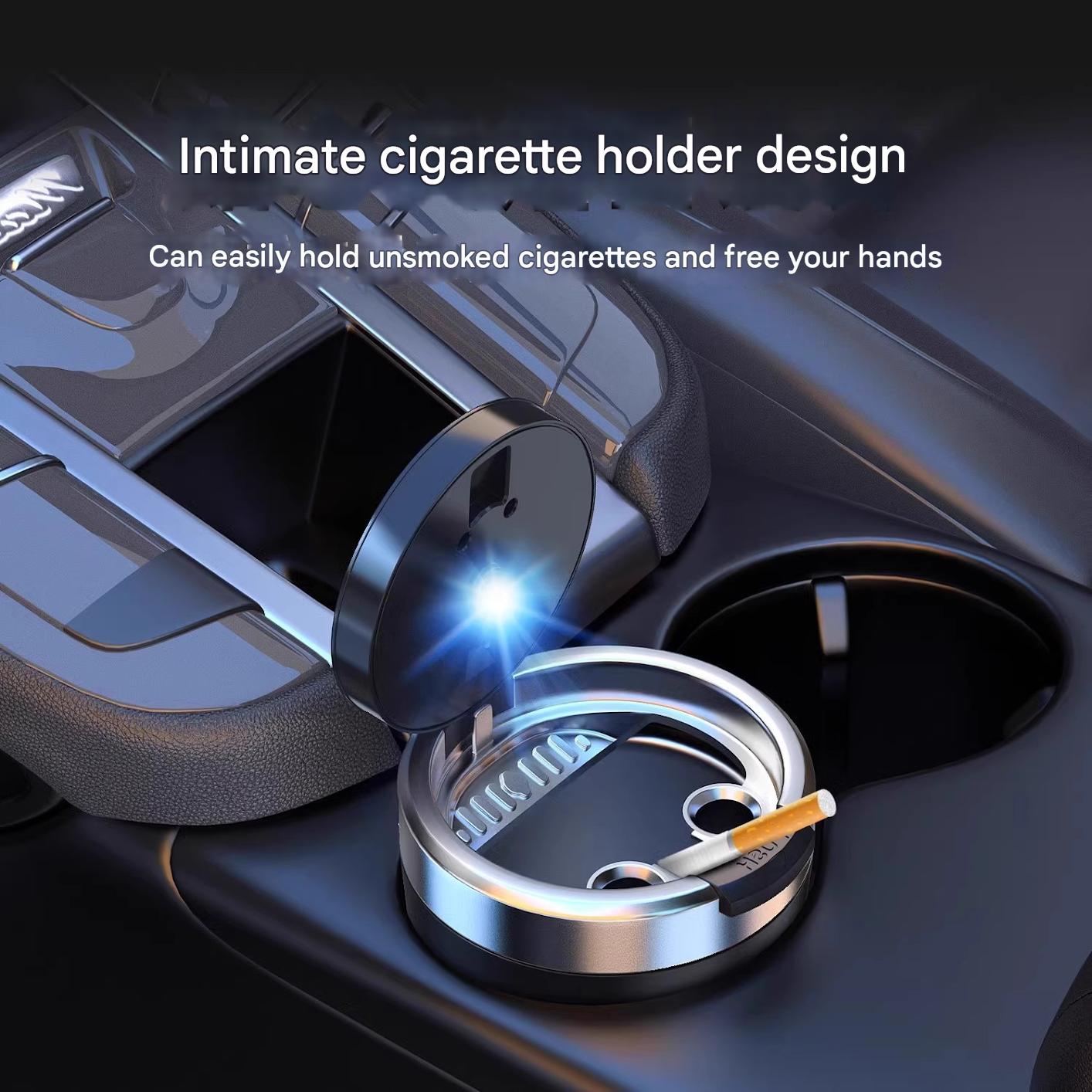 Σταχτοδοχείο αυτοκινήτου με LED από ανοξείδωτο ατσάλι Woyuosn χωρίς καπνό