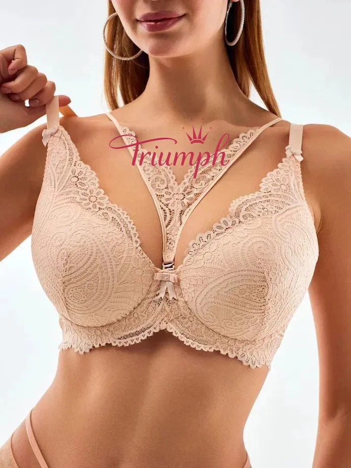 „Triumph®“ 5 vnt.💖50 % nuolaida✨Nėriniuota liemenėlė dideliems dydžiams, gili V formos [65A-120H]