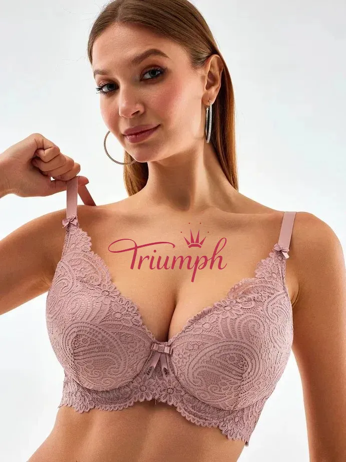 „Triumph®“ 5 vnt.💖50 % nuolaida✨Nėriniuota liemenėlė dideliems dydžiams, gili V formos [65A-120H]