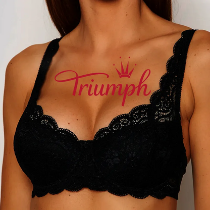 Triumph®👑💝Άνετο σουτιέν από δαντέλα με κέντημα λουλουδιών σε μεγάλα μεγέθη [75A-120F]