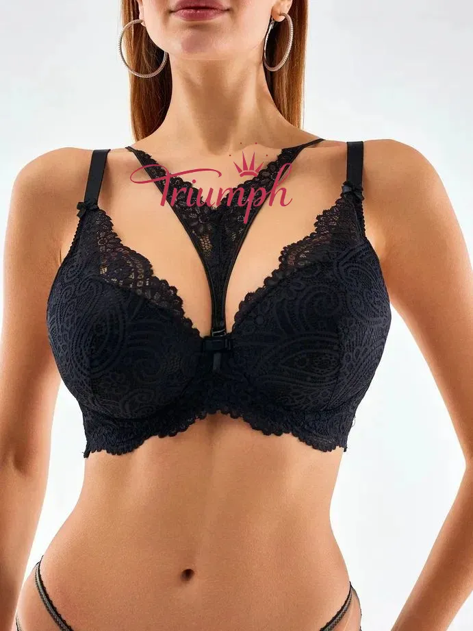 „Triumph®“ 5 vnt.💖50 % nuolaida✨Nėriniuota liemenėlė dideliems dydžiams, gili V formos [65A-120H]