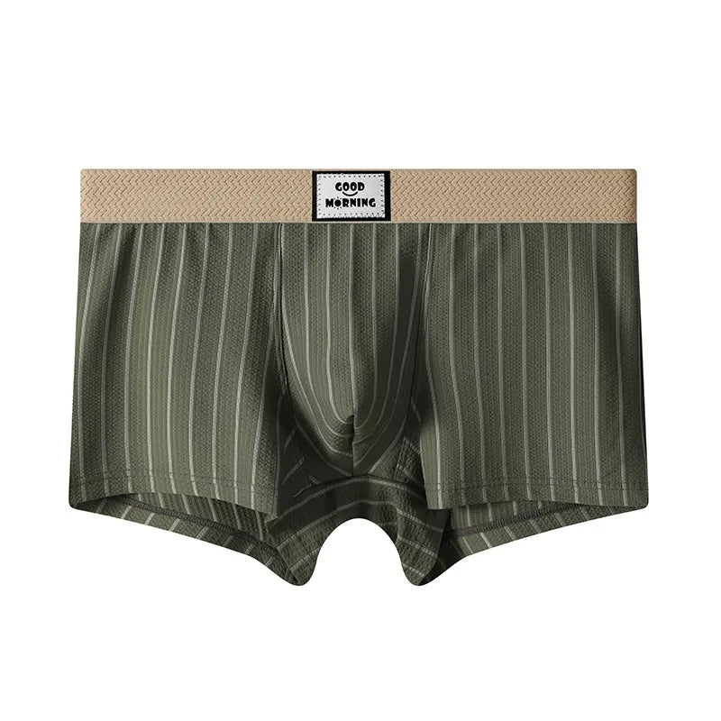 Striped Mid Waist Ice Silk Boxers( Set of 03)
