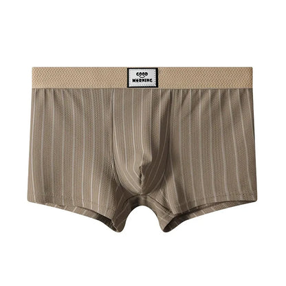 Striped Mid Waist Ice Silk Boxers( Set of 03)
