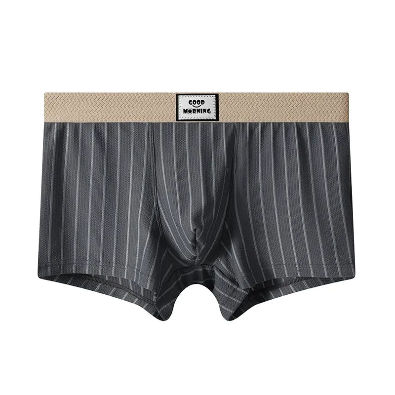 Striped Mid Waist Ice Silk Boxers( Set of 03)